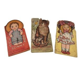 Vintage M.A. Donohue & Co GIANT 14" BOOKS The Sonny Book, Kitties Dolls LOT of 3